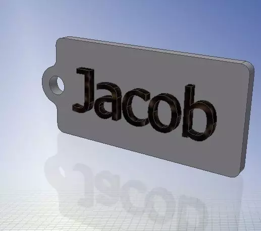 Jacob Name Tag  Key chain Fob Zipper Tag 2x1x02in 50x25x5mm 3D print model_0