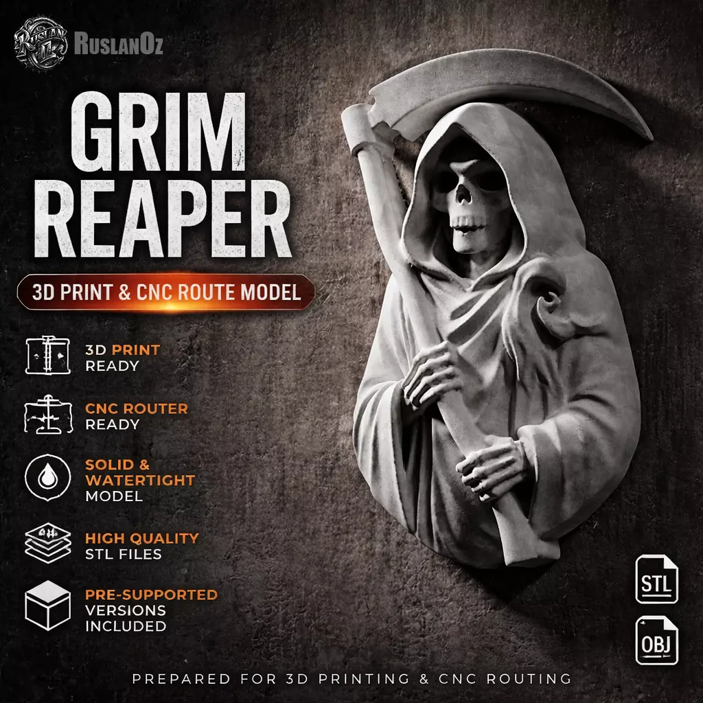 Grim Reaper Bust Relief Free 3D print model