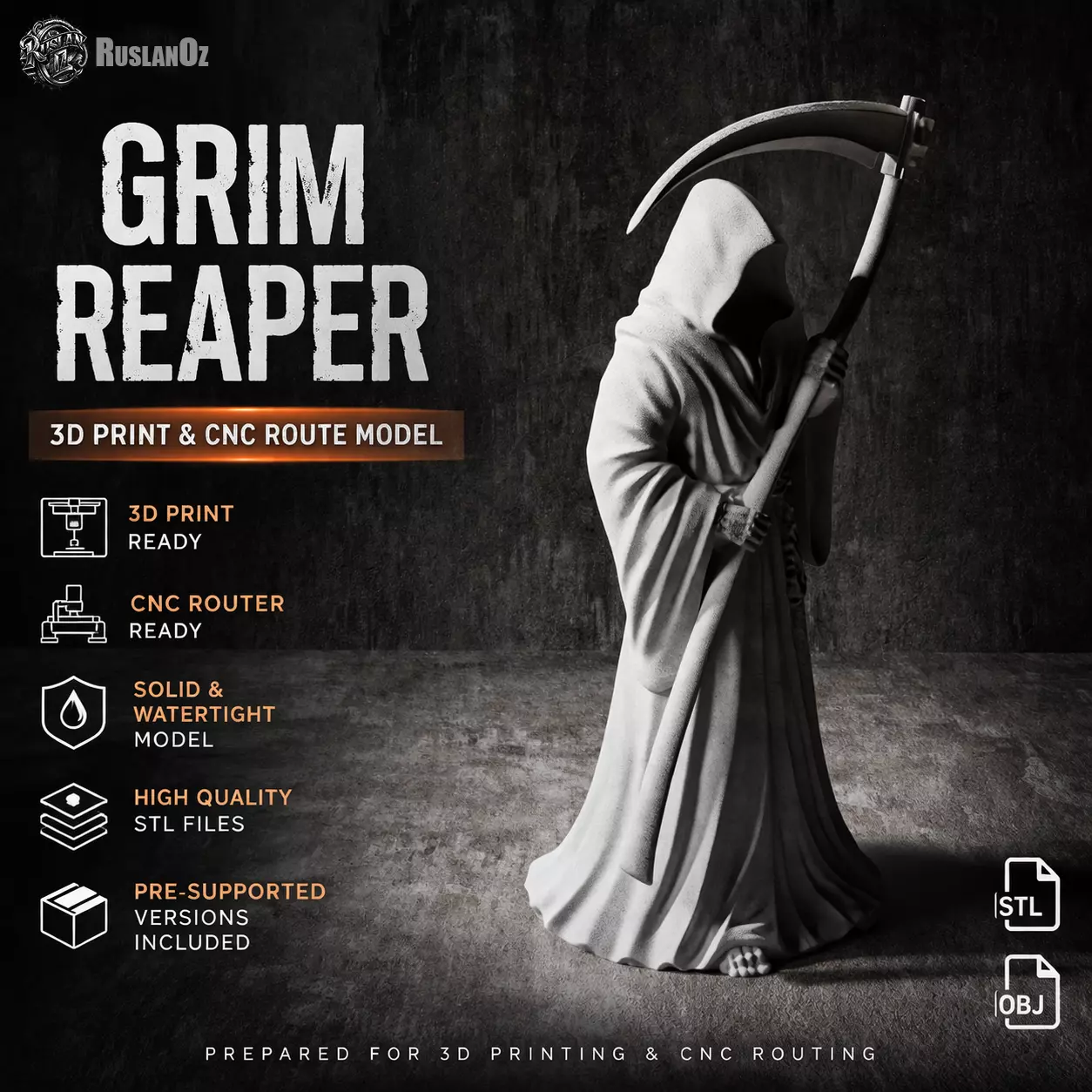Grim Reaper Statue RoZ Free 3D print model