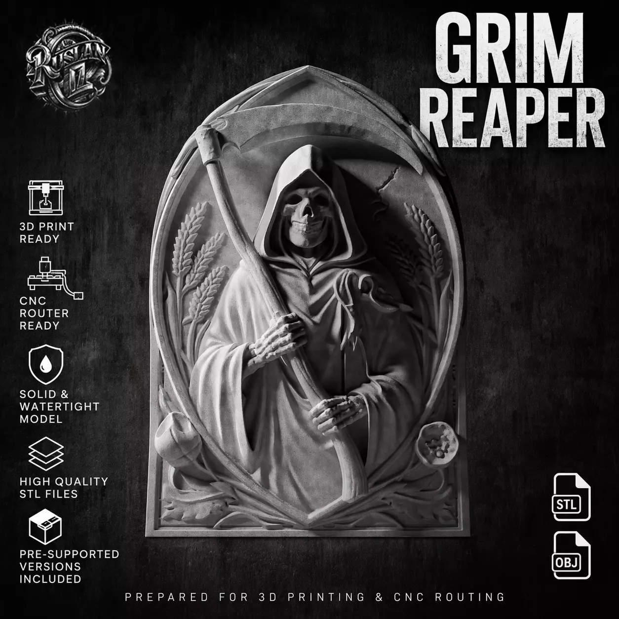 Grim Reaper Wall Panel RoZ Free 3D print model