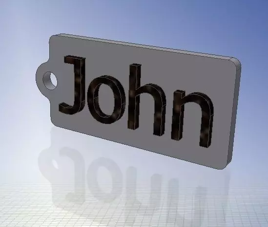John Name Tag  Key chain Fob Zipper Tag 2x1x02in 50x25x5mm thick 3D print model_0