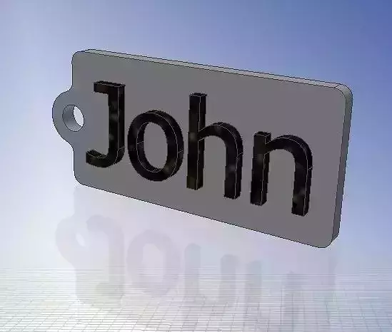John Name Tag  Key chain Fob Zipper Tag 2x1x02in 50x25x5mm thick 3D print model