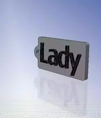 Lady Name Tag  Key chain Fob Zipper Tag 2x1x02in 50x25x5mm thick 3D print model