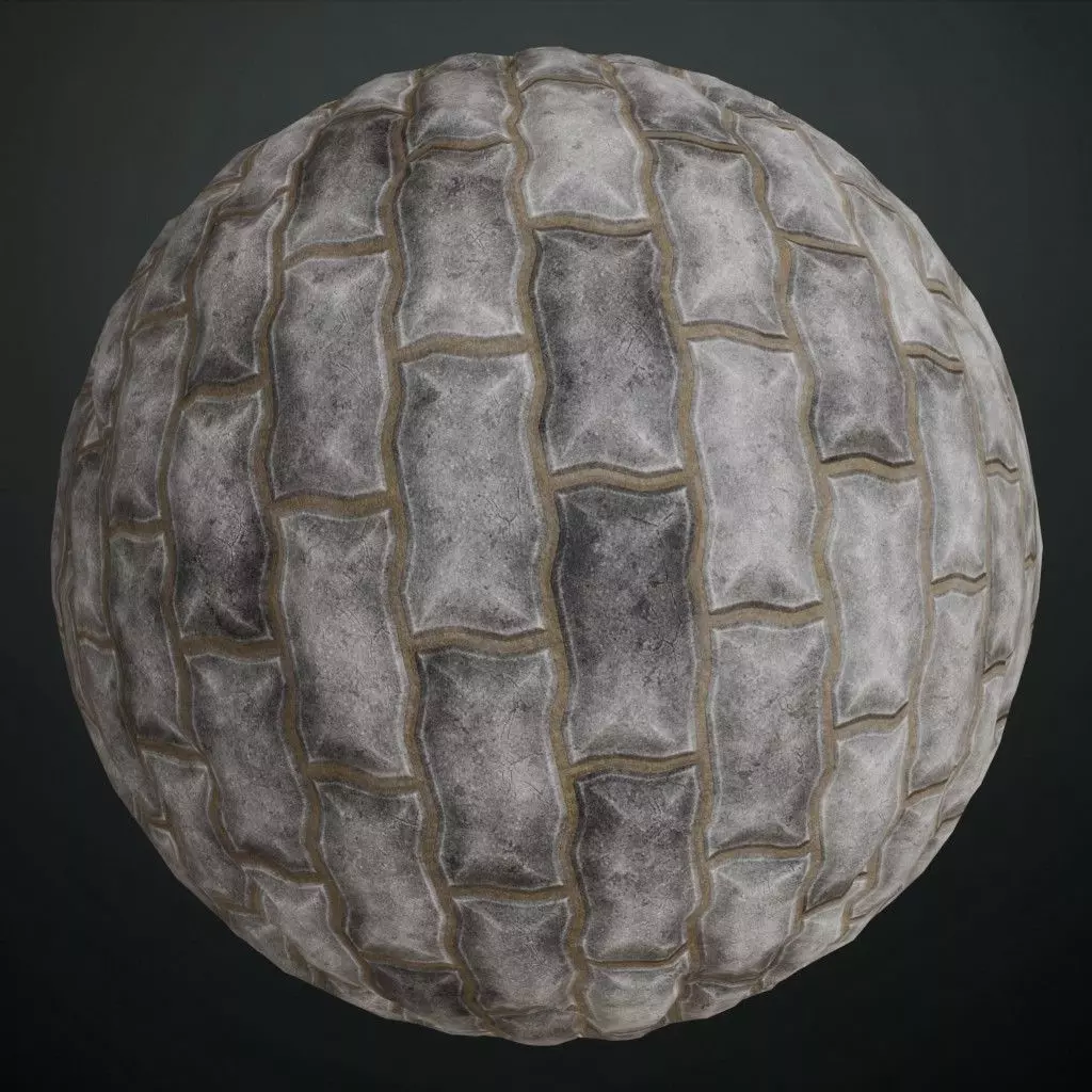 Black and White Contrasting Paving Stones PBR Seamless Texture