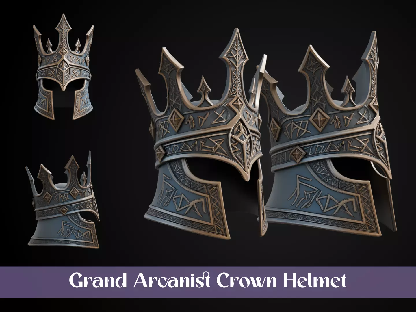 Stylized Arcane Wizard Helmet - Grand Arcanist Crown Free 3D print model