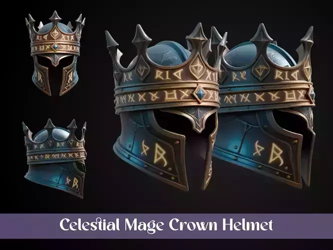 Stylized Arcane Wizard Helmet - Celestial Mage Crown