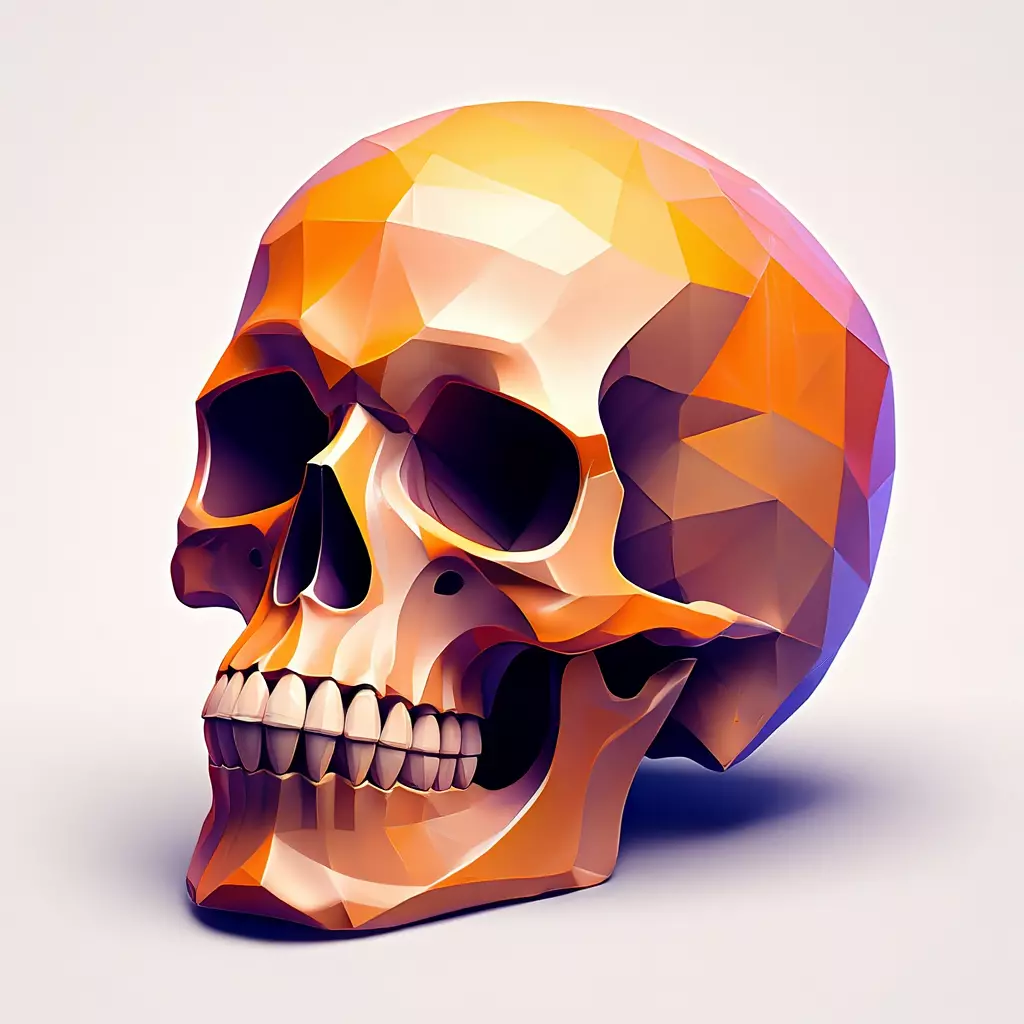 3950 Color 3D Model of Halloween Skull Low Poly Style Free 3D print model