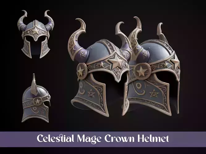 Stylized Arcane Wizard Helmet - Runebound Sorcerer Crown