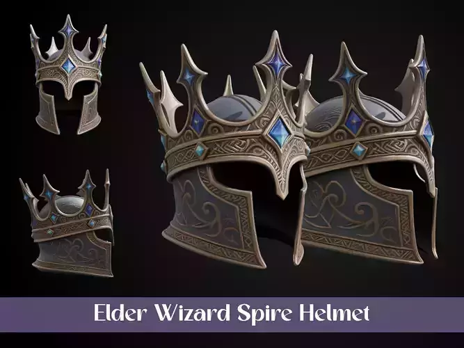 Stylized Arcane Wizard Helmet - Elder Wizard Spire