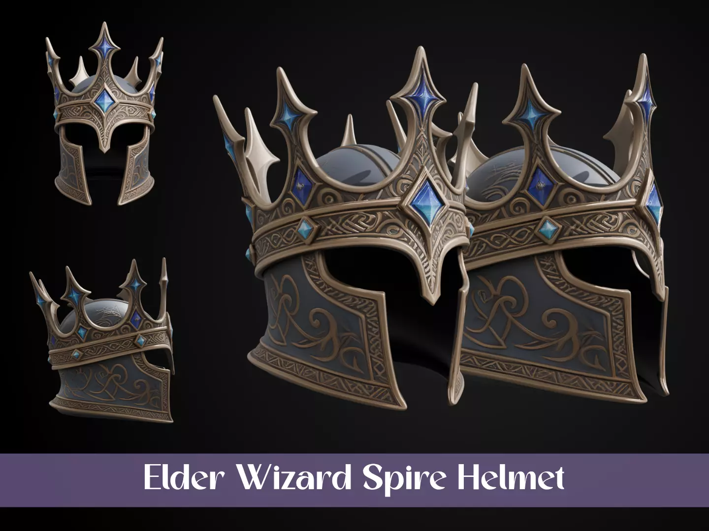 Stylized Arcane Wizard Helmet - Elder Wizard Spire 3D print model