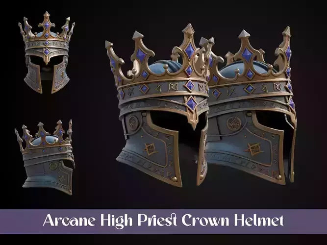 Stylized Arcane Wizard Helmet - Arcane High Priest Crown