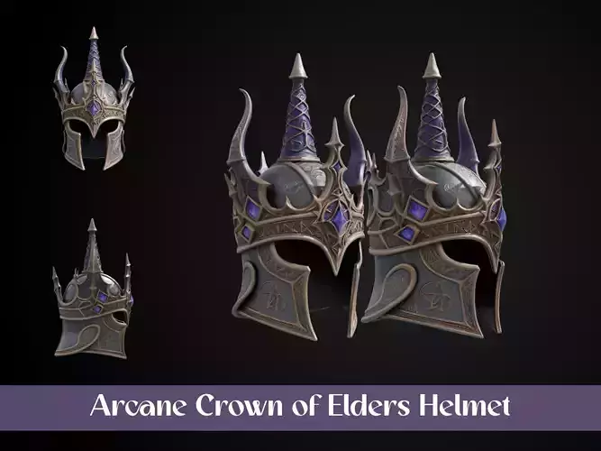 Stylized Arcane Wizard Helmet - Arcane Crown of Elders