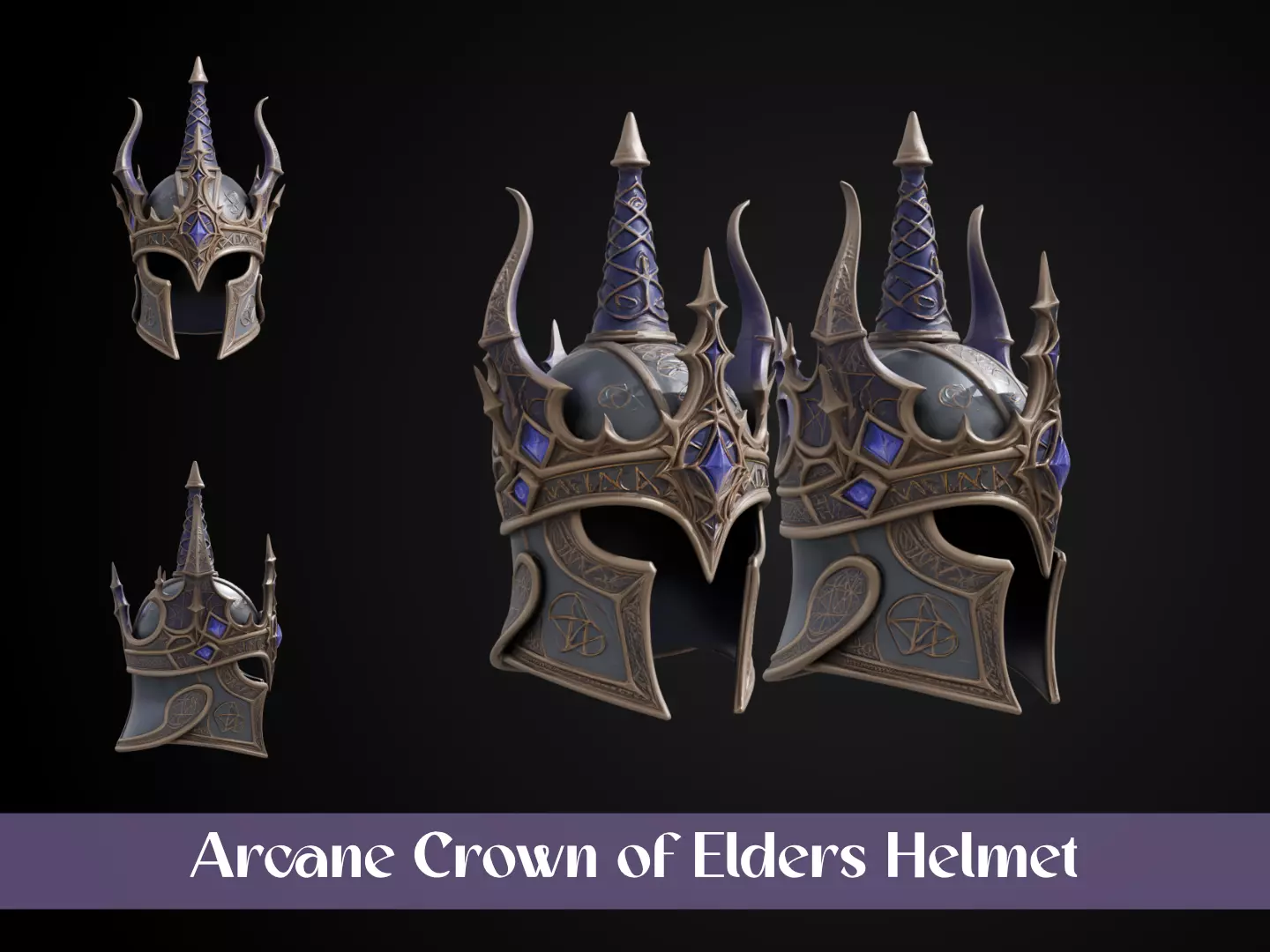 Stylized Arcane Wizard Helmet - Arcane Crown of Elders 3D print model
