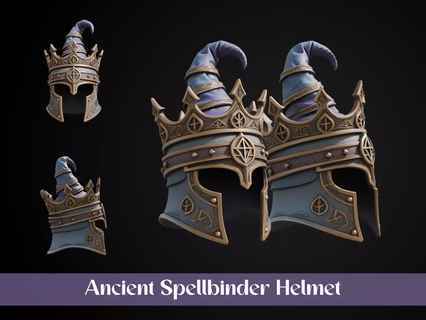 Stylized Arcane Wizard Helmet - Ancient Spellbinder 3D print model