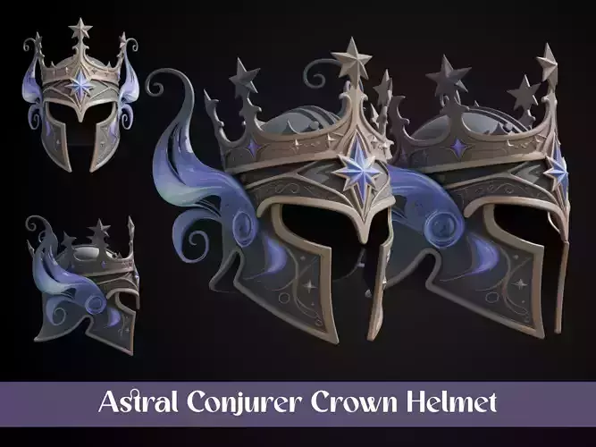 Stylized Arcane Wizard Helmet - Astral Conjurer Crown