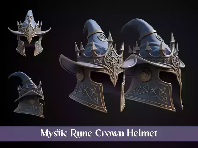 Stylized Arcane Wizard Helmet - Mystic Rune Crown