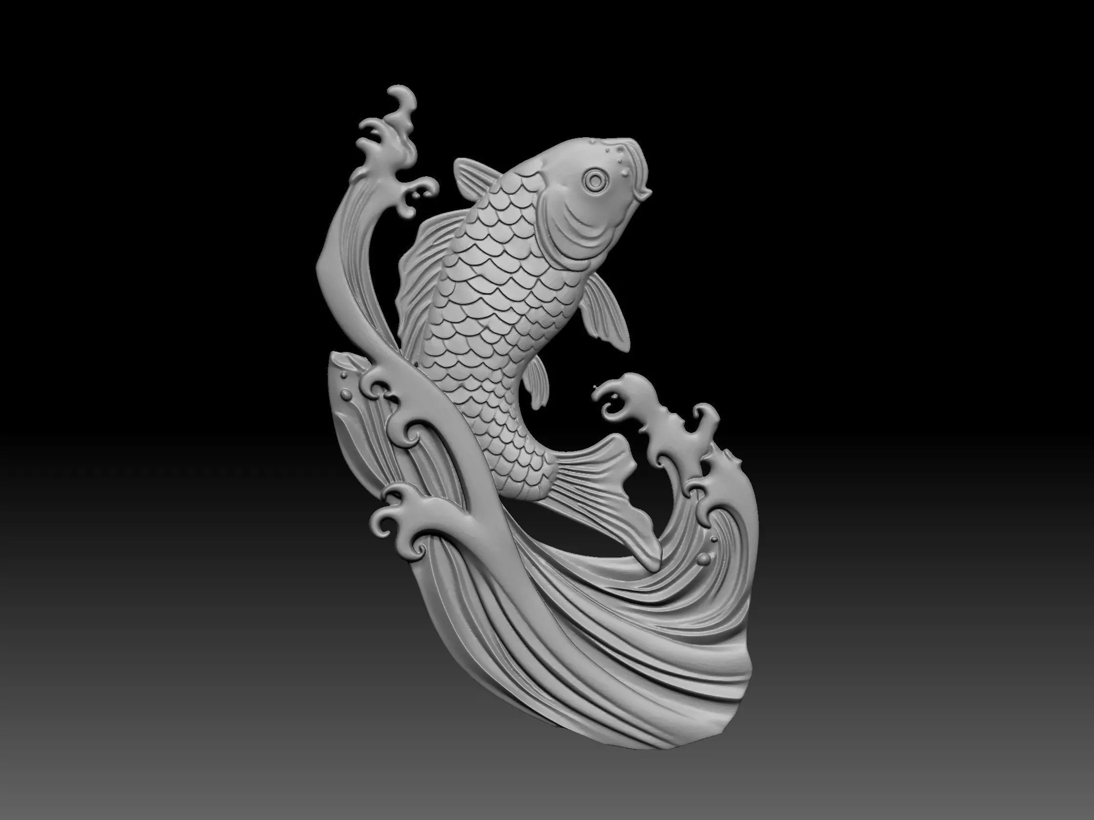 3D digital model of a Koi fish 3D print model