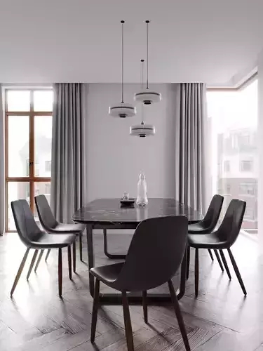 Urban Minimal Living Room Scene 3D model 4