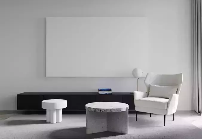 Urban Minimal Living Room Scene 3D model 2