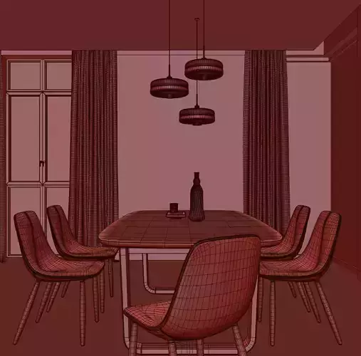 Urban Minimal Living Room Scene 3D model 6