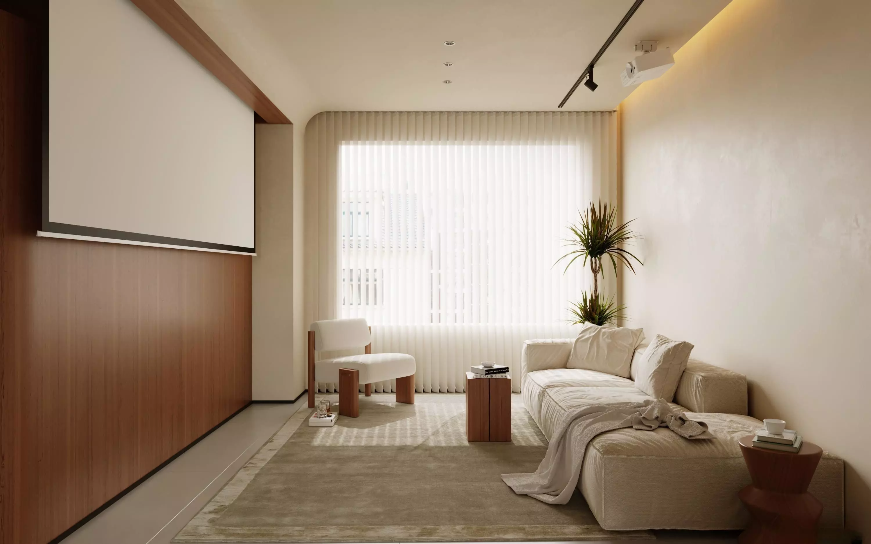 Warm Minimal Living Room Scene 3D model