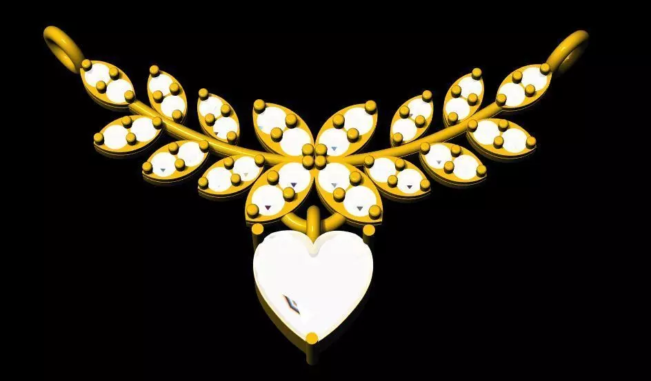 heart shape necklace pendant 3dm file 3D print model