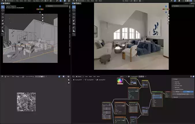 Modern Lifestyle Living Room 3D model 7