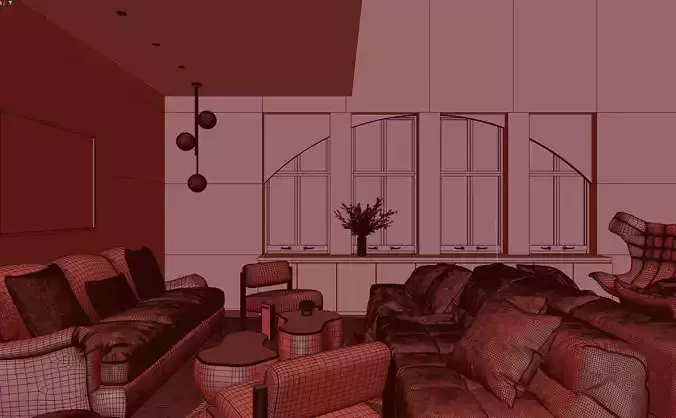 Modern Lifestyle Living Room 3D model 5