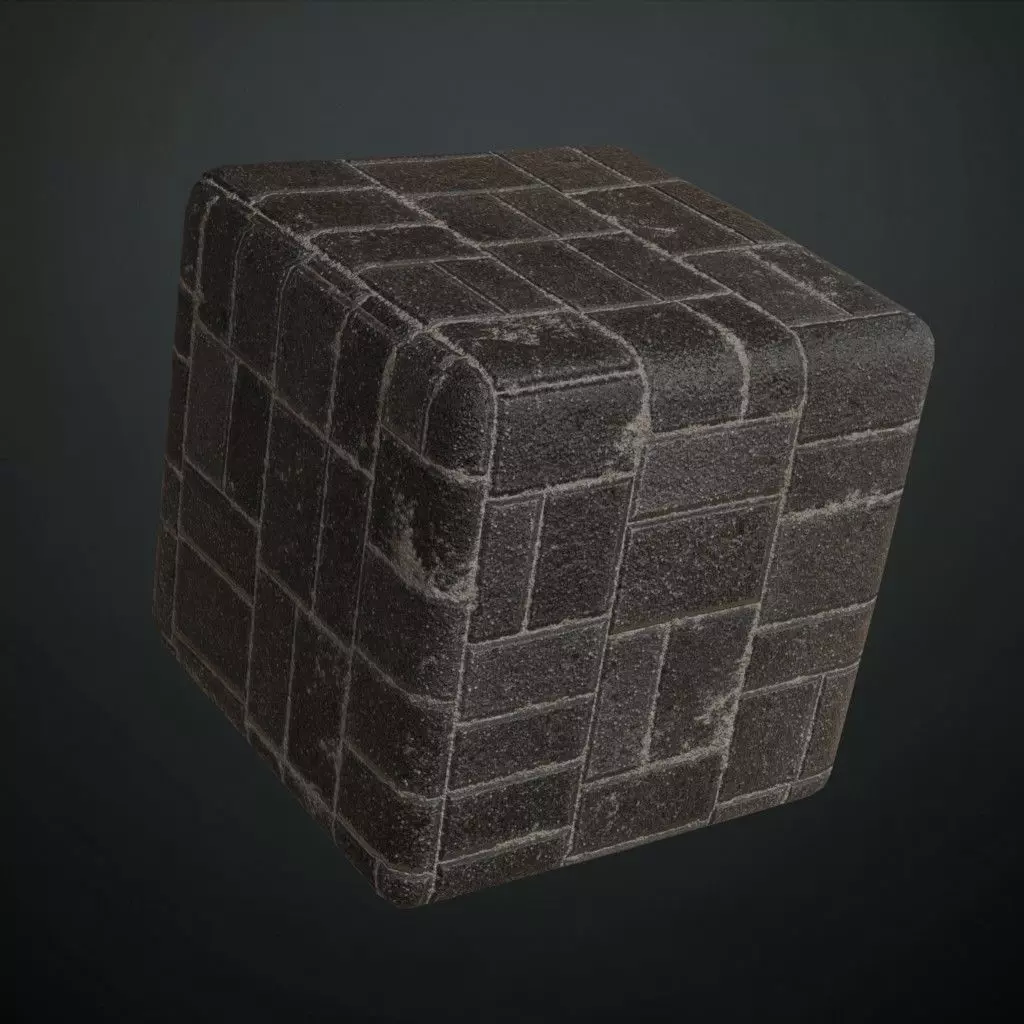 Black Paving Stones Dirt G PBR Seamless Texture