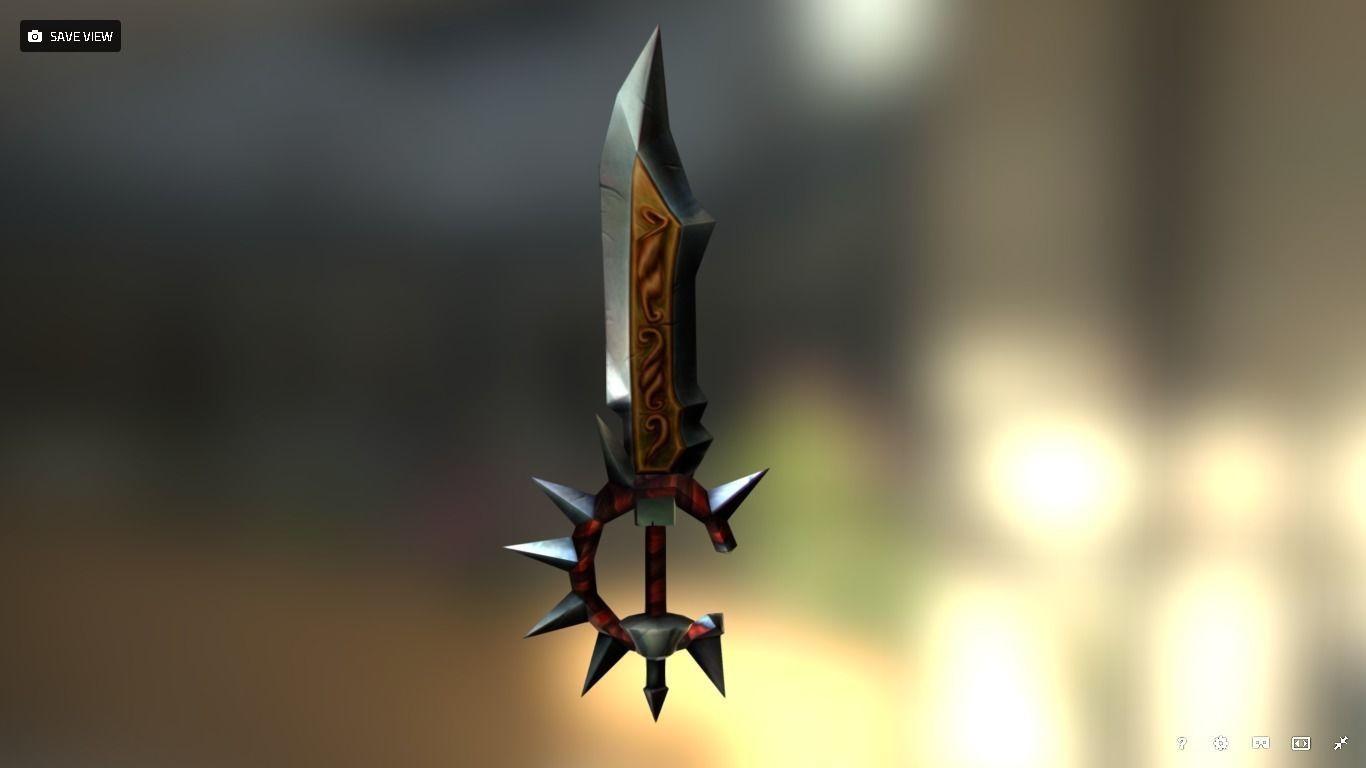 Sword with two blades Low-poly 3D model_2