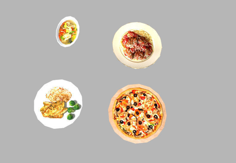 4 low poly meals pack 2 Low-poly 3D model_3