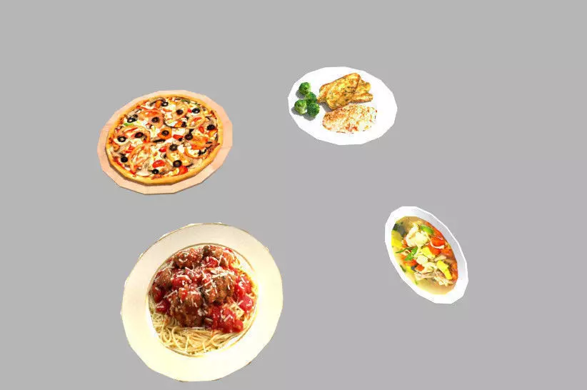 4 low poly meals pack 2 Low-poly 3D model_0