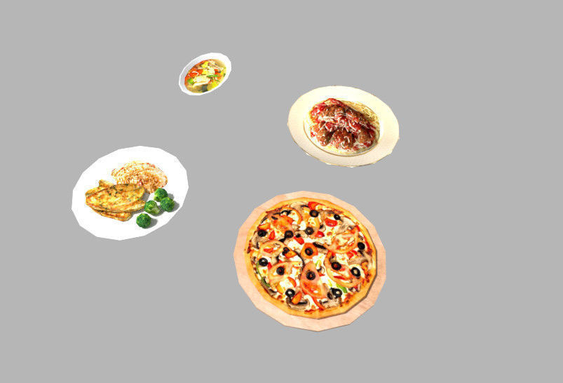 4 low poly meals pack 2 Low-poly 3D model_1