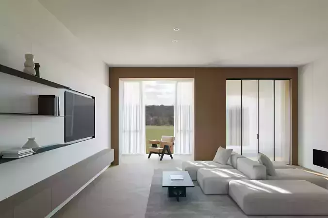 living room 3D model 2