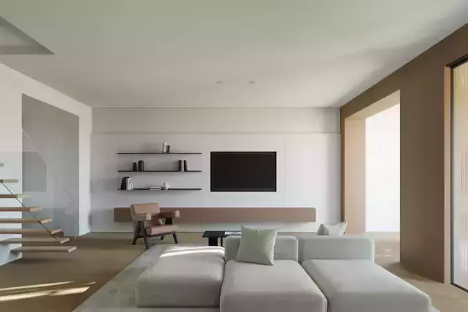 living room 3D model 3