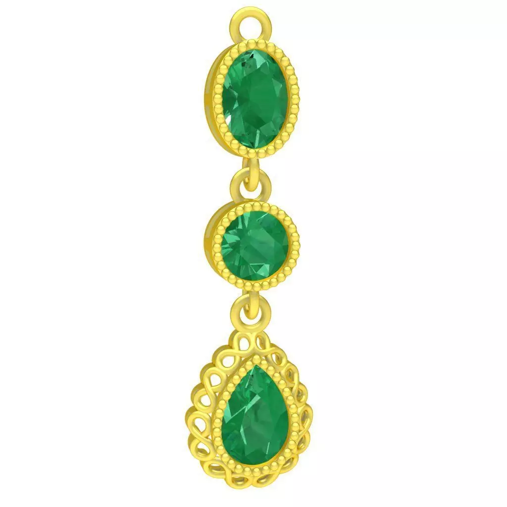 Luxury Emerald Multi Stone Dangle Pendant 247a 3D print model