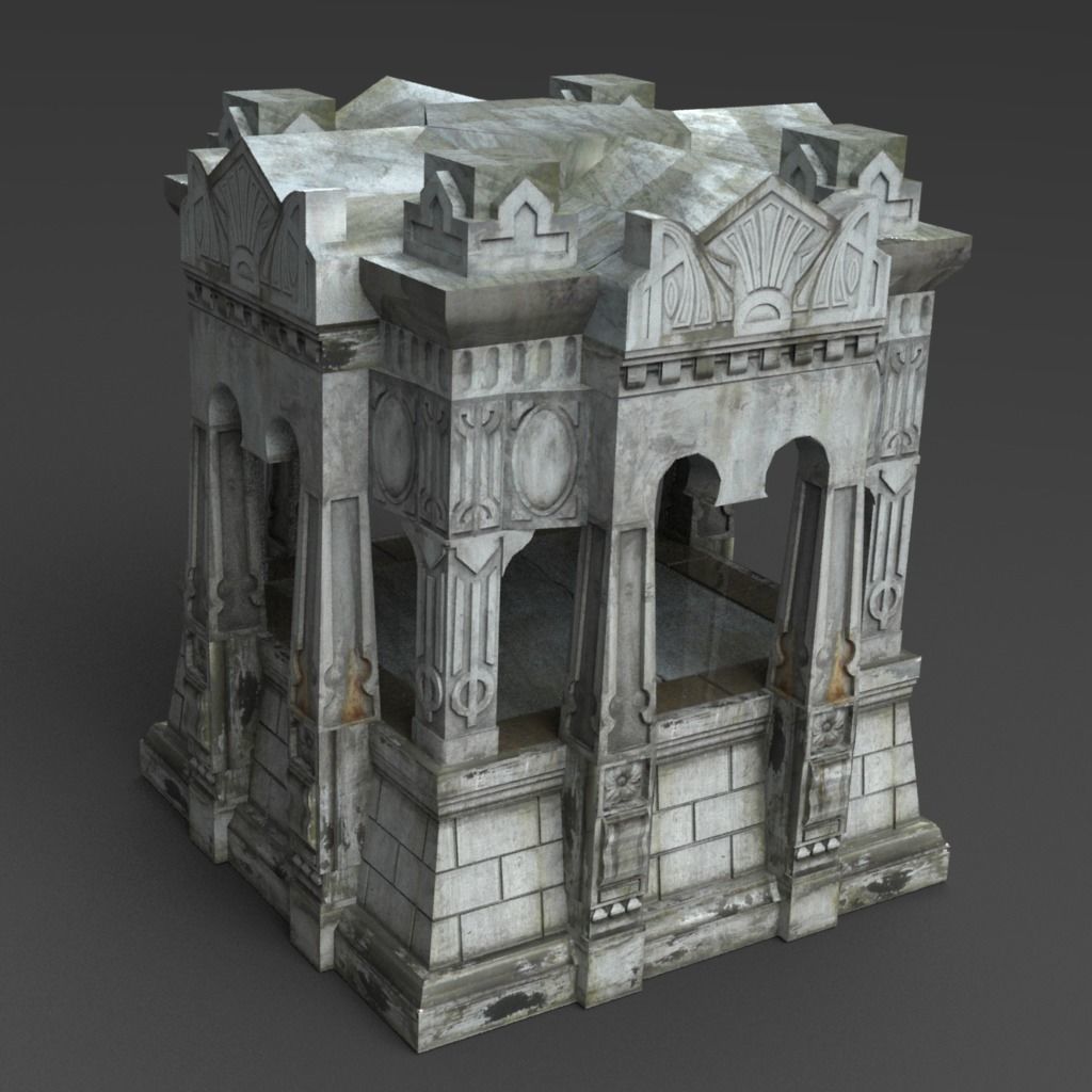 Large Crypt Low-poly 3D model_1