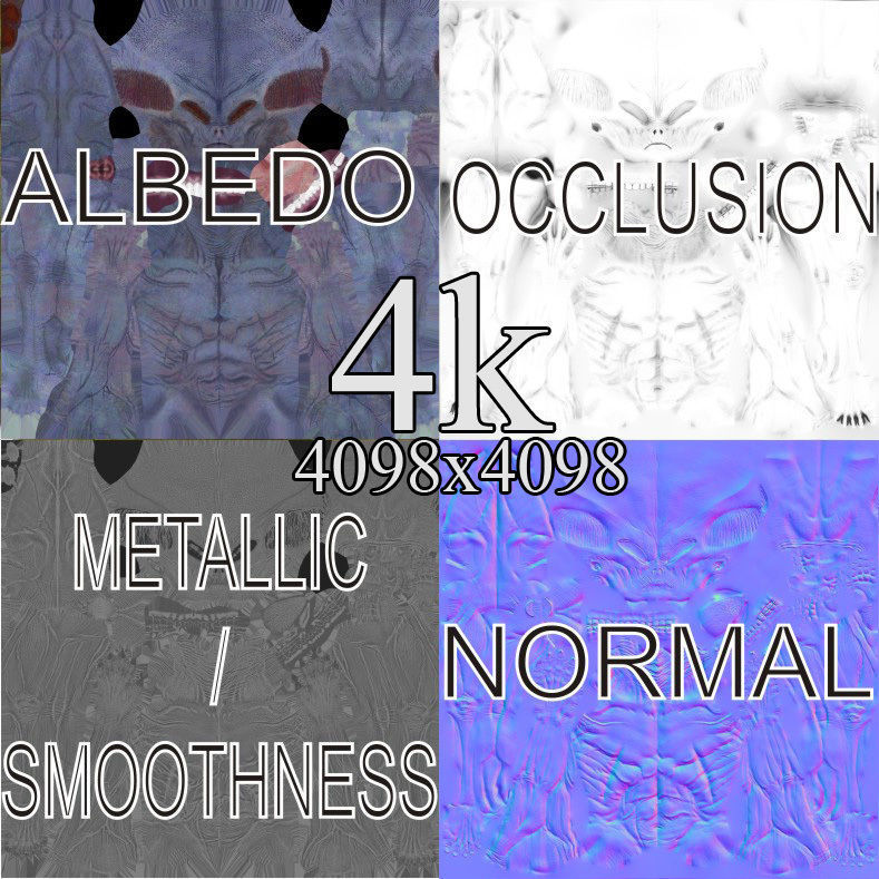 Realistic Alien 7 Evil Grey Low-poly 3D model_8