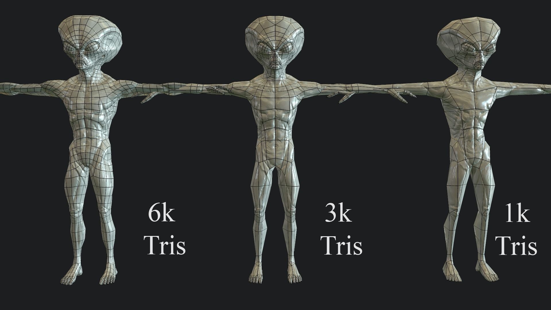 Realistic Alien 7 Evil Grey Low-poly 3D model_7