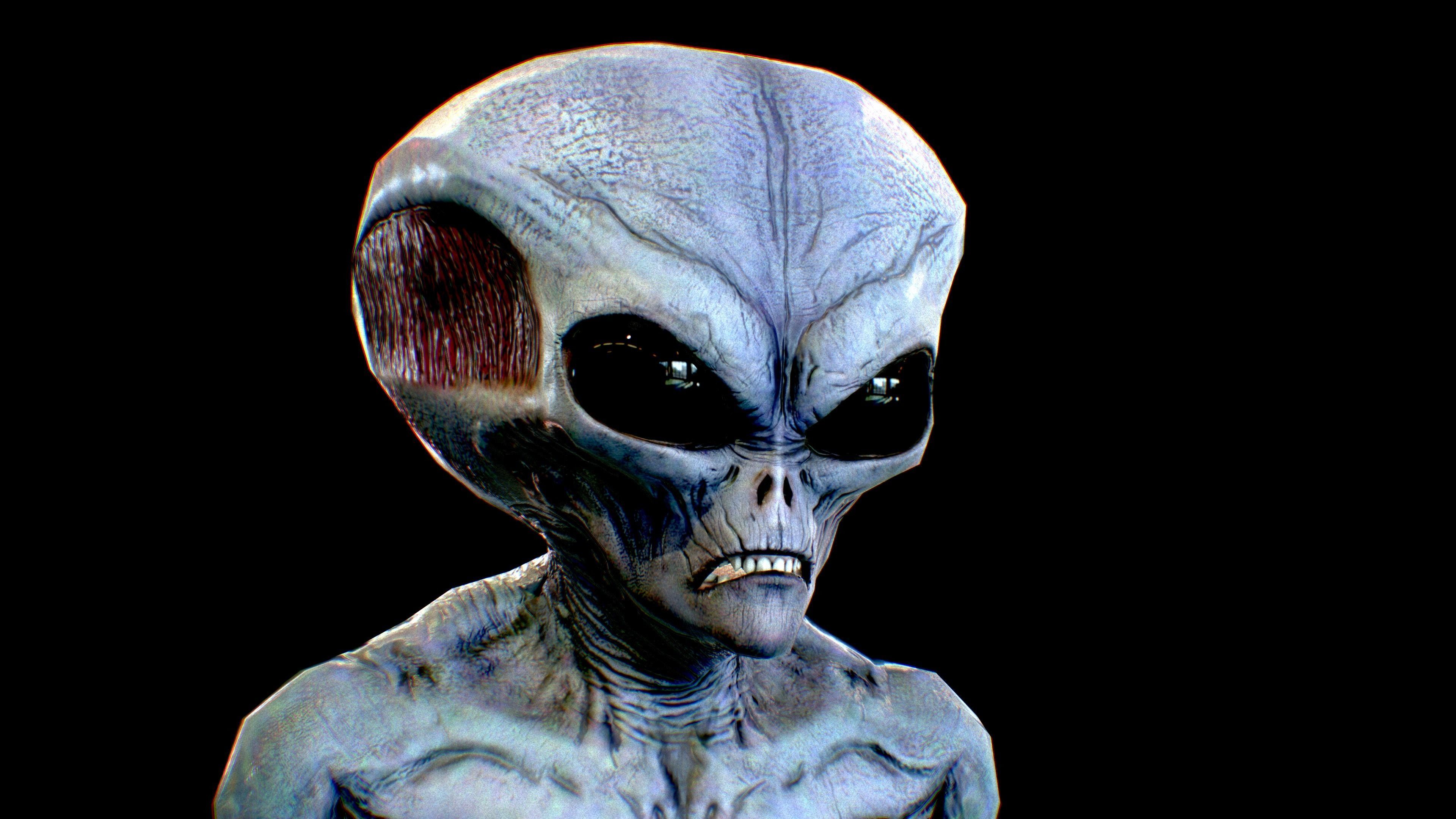 Realistic Alien 7 Evil Grey Low-poly 3D model_3
