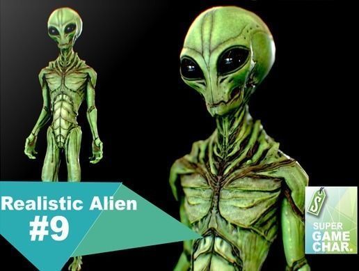 Realistic Alien 9 insectoid Low-poly 3D model_0