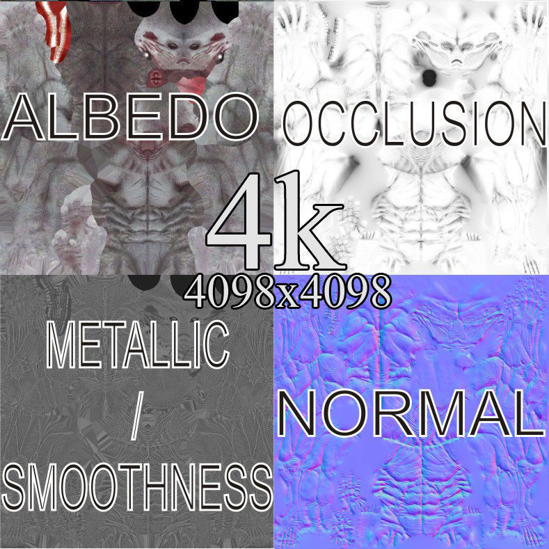 Realistic Alien 10 Huge Muscular Grey Low-poly 3D model_8