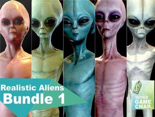 Realistic Aliens Bundle 1 Low-poly 3D model_0