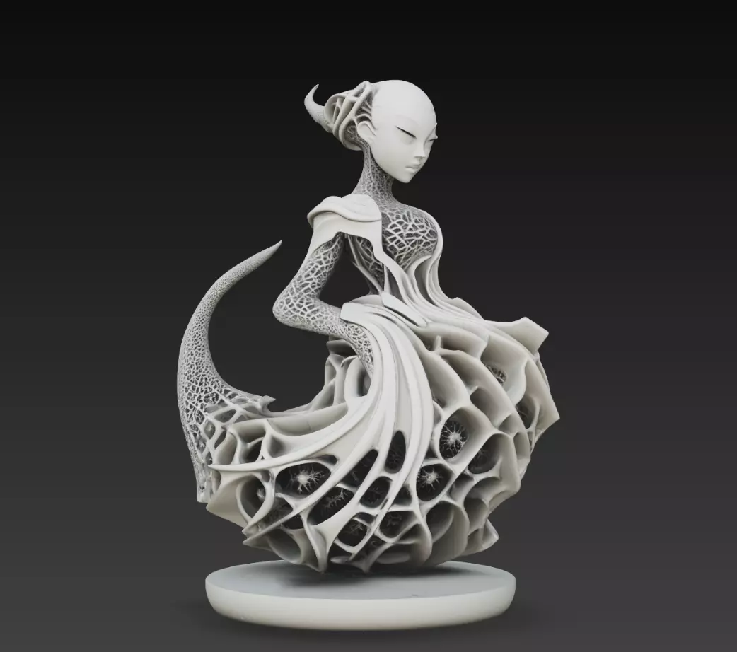 Dark Alien Queen Sculpture Organic Fantasy STL 3D print model