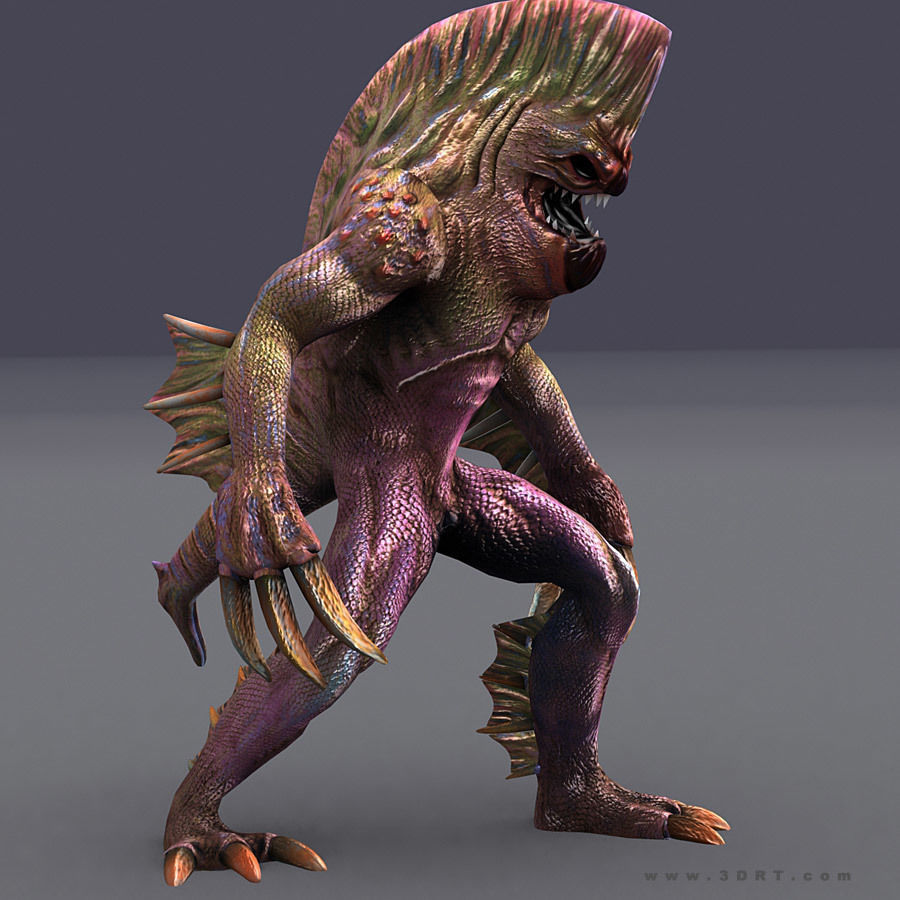 3DRT - Fishman  Low-poly 3D model_7