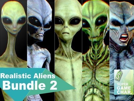 Realistic Aliens Bundle 2 Low-poly 3D model_0