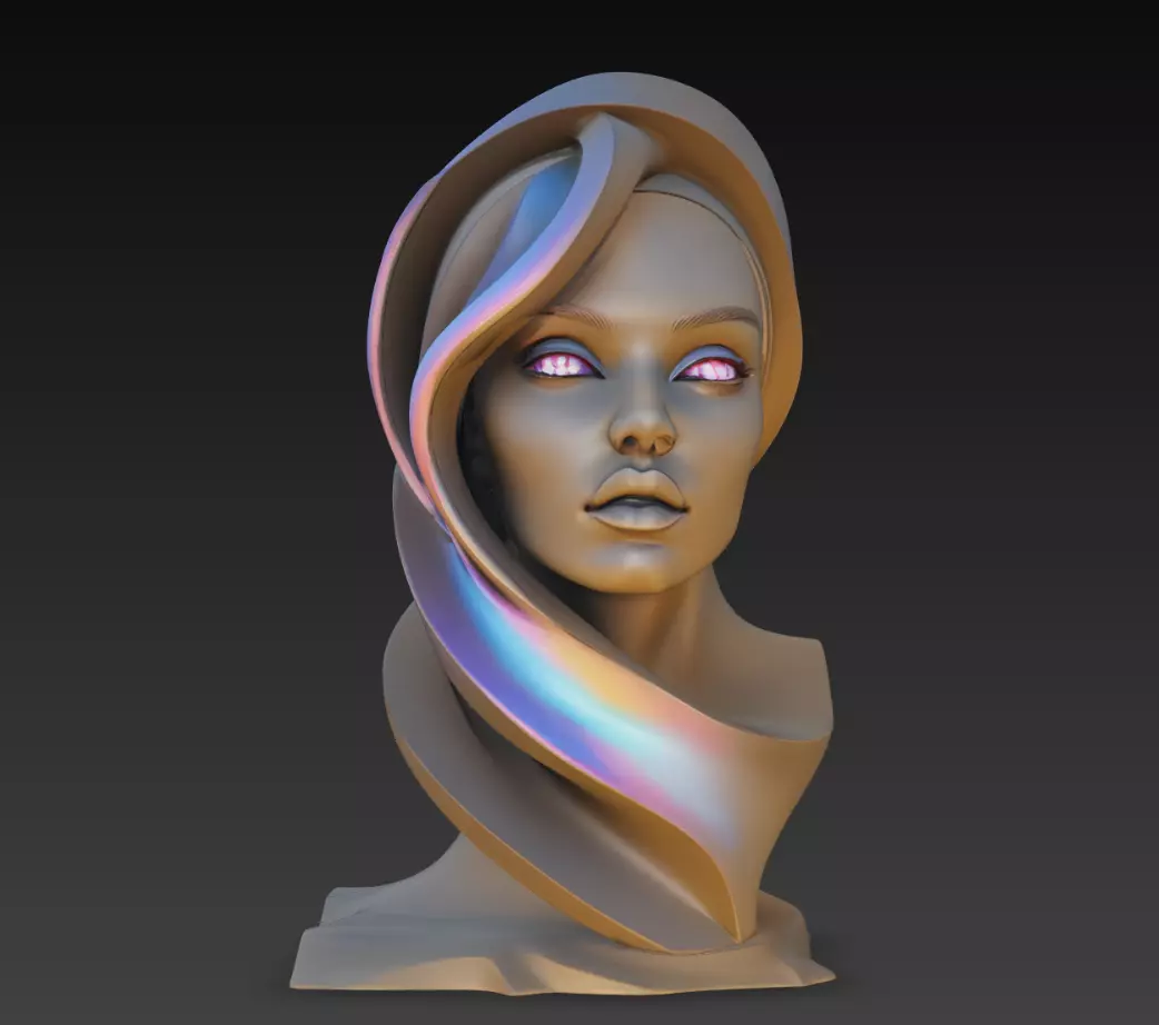 Minimal Alien Queen Bust Luxury Sculpture STL 3D print model