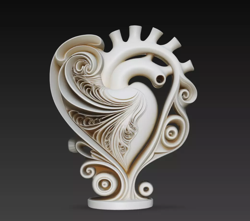 Ornate Heart Sculpture STL 3D Print Decorative Art Model 3D print model