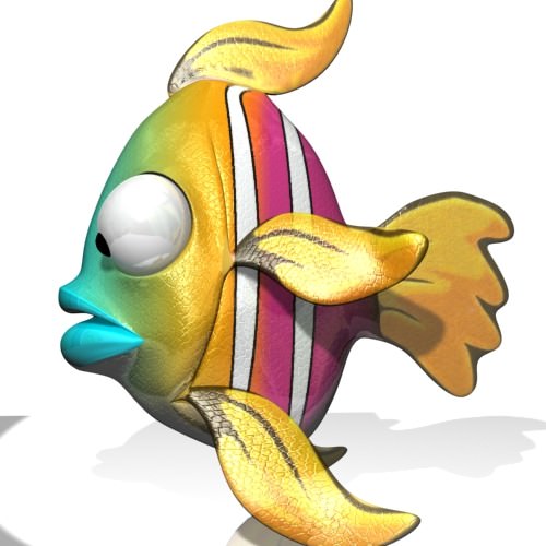 Cartoon Exotic Fish Rigged Low-poly 3D model_3