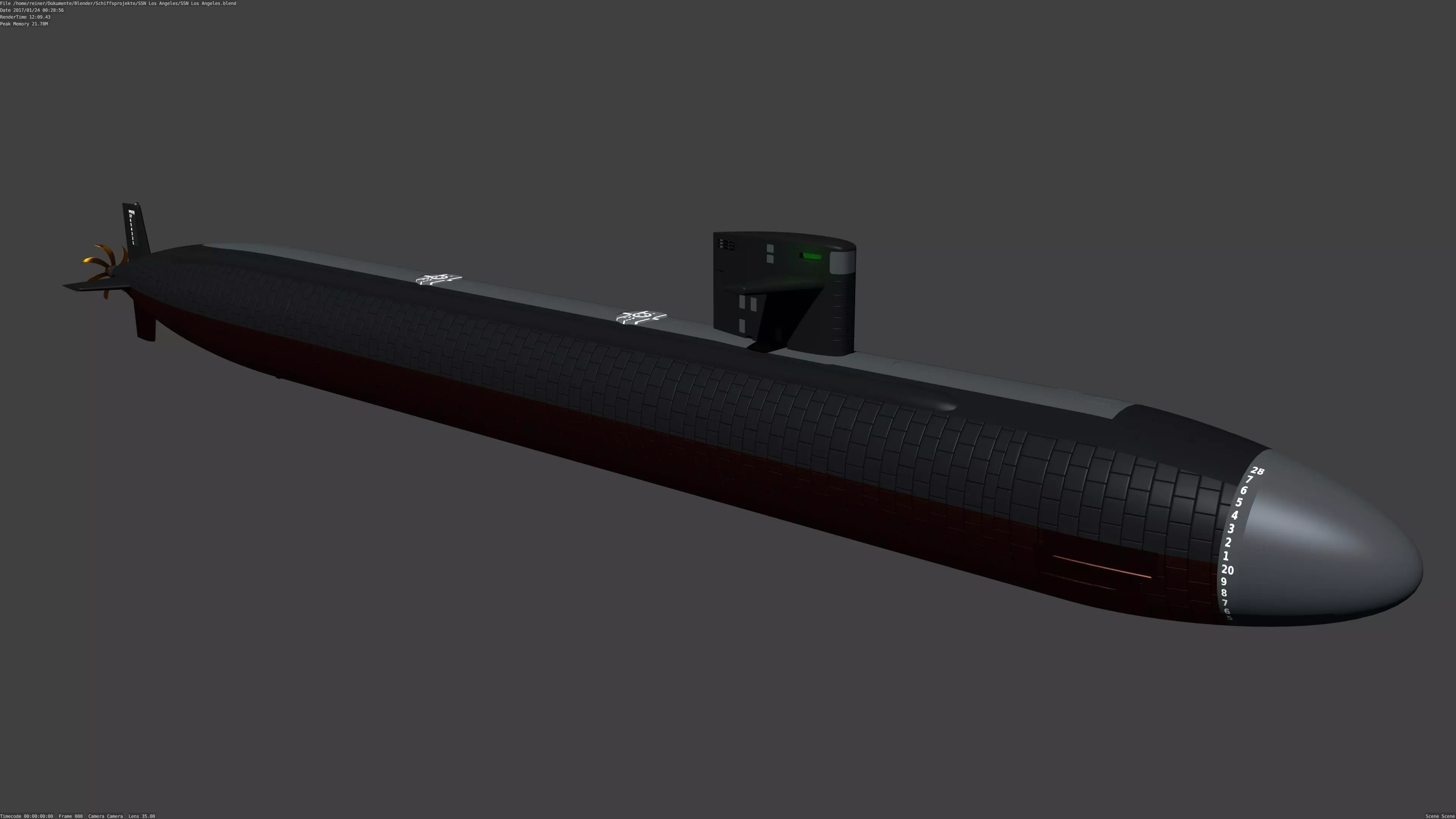 Free Los Angeles class Submarine Free 3D model